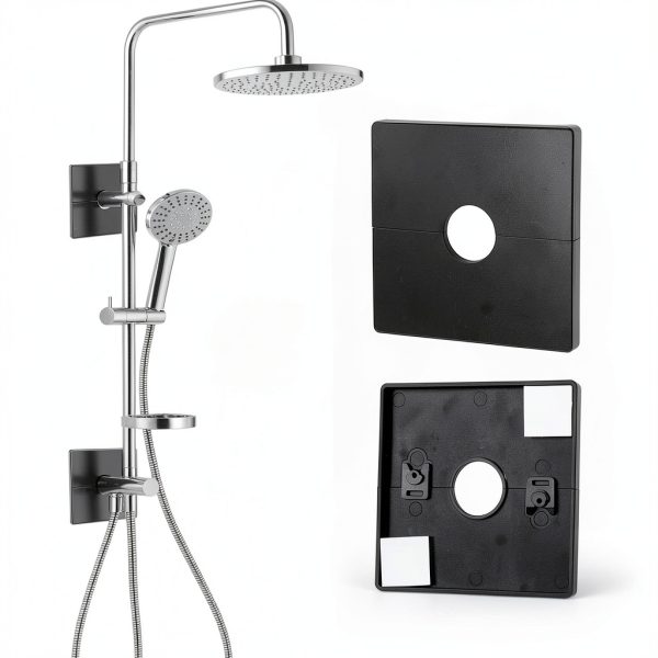 PEOVLVN Shower Flange Cover ABS Black Hole Cover Plate-2