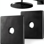 Yinkin Black Square Shower Arm Flange Stainless Steel-0