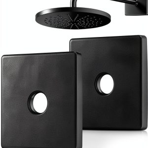 Yinkin Black Square Shower Arm Flange Stainless Steel-0