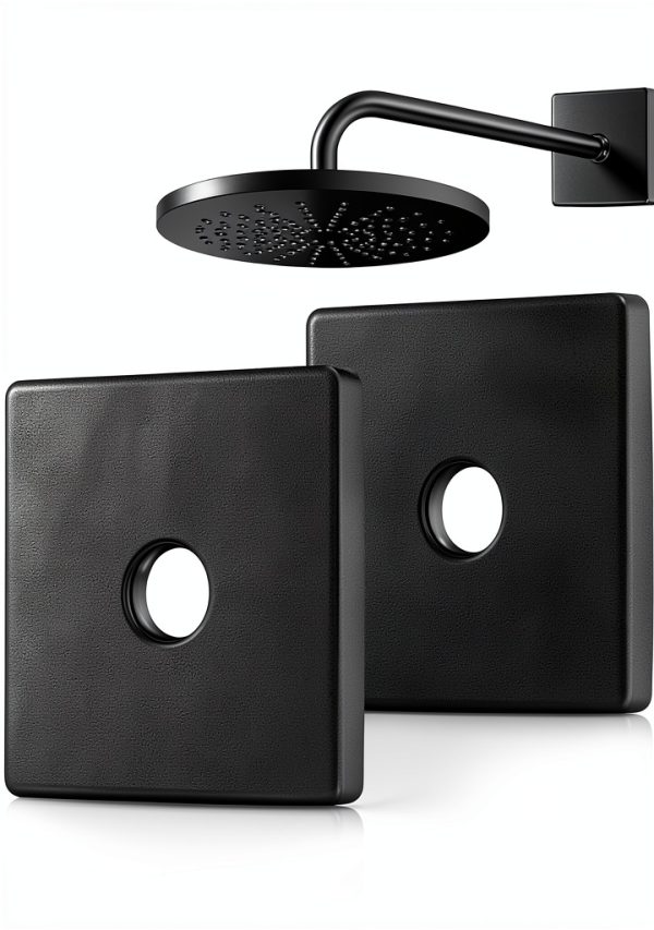Yinkin Black Square Shower Arm Flange Stainless Steel-0