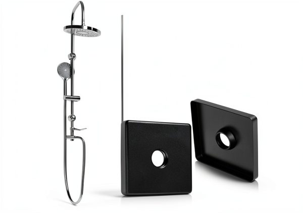 Yinkin Black Square Shower Arm Flange Stainless Steel-3