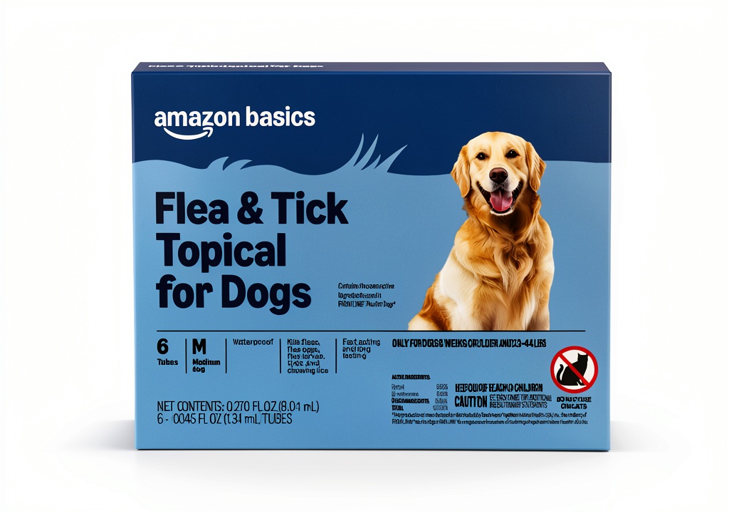 Installing Amazon Basics Flea Tick Treatment Medium Dogs Fast Acting on a wooden desk