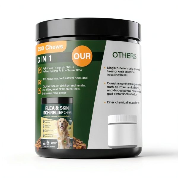 KLOMKMCL Dog Flea Chewables Natural 3in1 Prevention for All-4