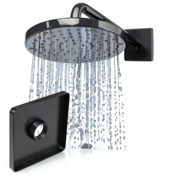 Yinkin Black Square Shower Arm Flange Stainless Steel-5