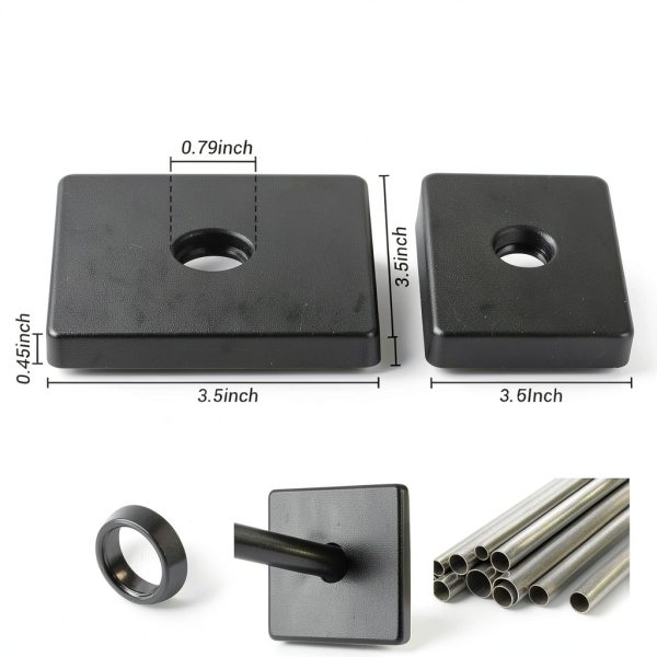 Yinkin Black Square Shower Arm Flange Stainless Steel-2