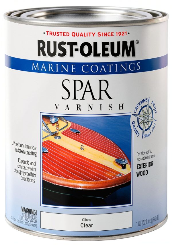 Marine Spar Varnish Rust-Oleum 1 Quart Gloss Clear UV Resistant-0