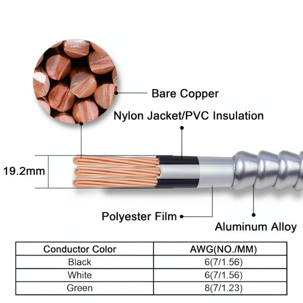10ft 6/2 Clad Cable by YDECW – Aluminum Armor, Copper Conductors-3