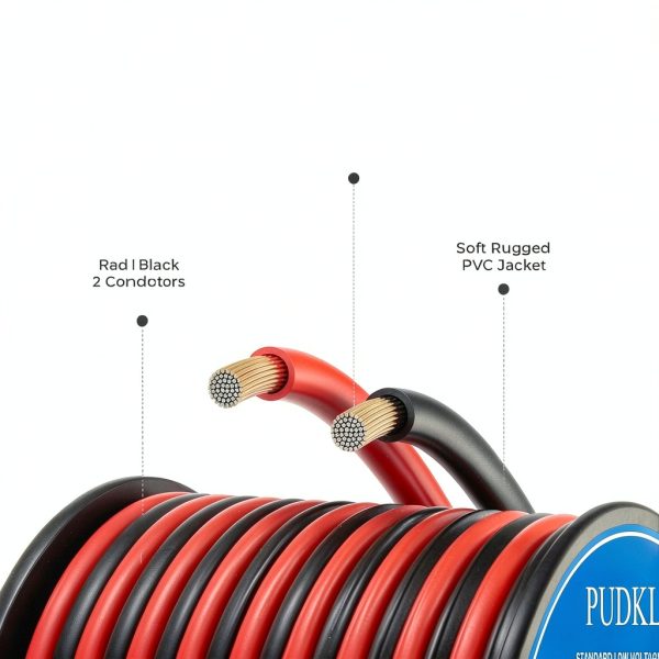 18 AWG CCA 2‑Conductor Wire 100FT Red/Black – PUDKLE PVC Cable-1