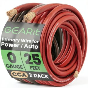 GEARit 0 Gauge Wire 25ft Ground Cable Black Red CCA for Amplifier-0