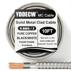 10ft 6/2 Clad Cable by YDECW – Aluminum Armor, Copper Conductors-0