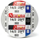 25 Feet 14/2 Type NM-B Copper. #14 AWG, 2 Conductors with Ground. Insulated Jacket White-0