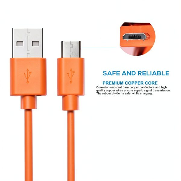 Replacement Fast Charging Charger Cable Power Cord Wire Compatible for Ring Enabled Video Doorbell (2020 Release) 2/3/3 Plus/4, Doorbell Pro/Plus and Camera Battery Charging Cable (3.3ft Orange)-2
