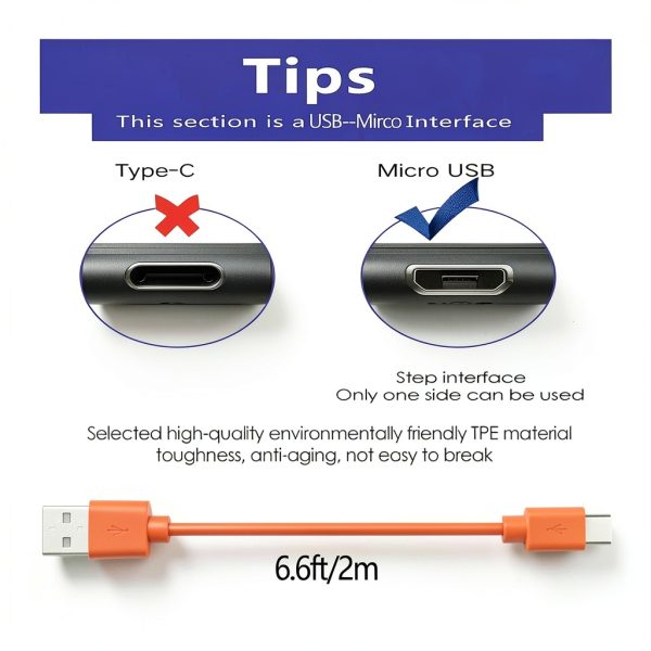 Replacement Fast Charging Charger Cable Power Cord Wire Compatible for Ring Enabled Video Doorbell (2020 Release) 2/3/3 Plus/4, Doorbell Pro/Plus and Camera Battery Charging Cable (3.3ft Orange)-3